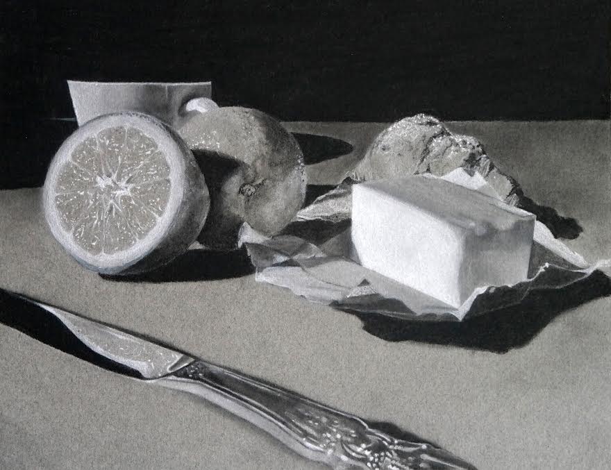 Breakfast by Lili Weir, charcoal on paper