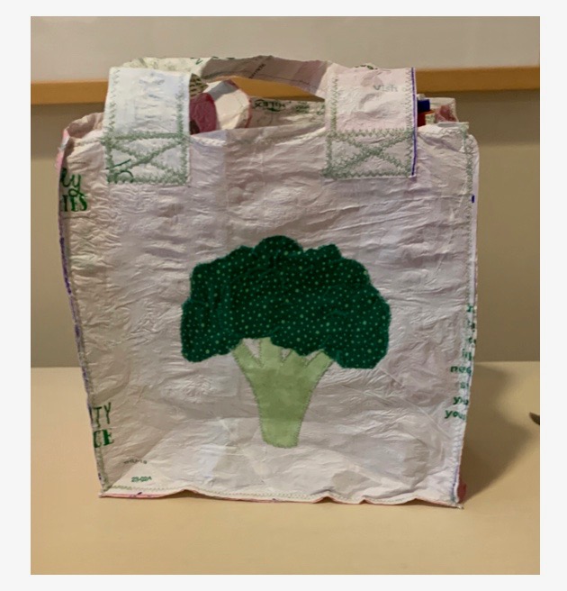 Rachel G., Class XI - Tote Bag made from Recycled materials Sewing and Textile Design - Mrs. Brewer