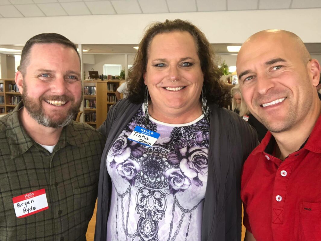 From left to right: Ryan, Tessa, and Eric at a Braver Angles Red/Blue Workshop at Waterford in 2019. 